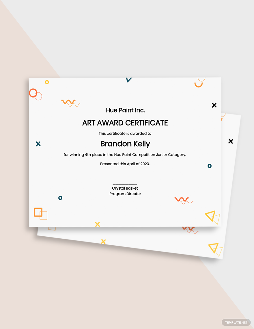 Art Award Certificate Template - Google Docs, Illustrator