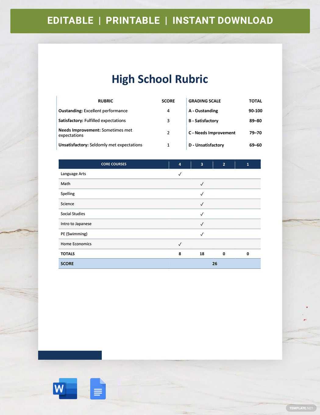 Art Grading Rubric Template - Google Docs, Word  Template.net