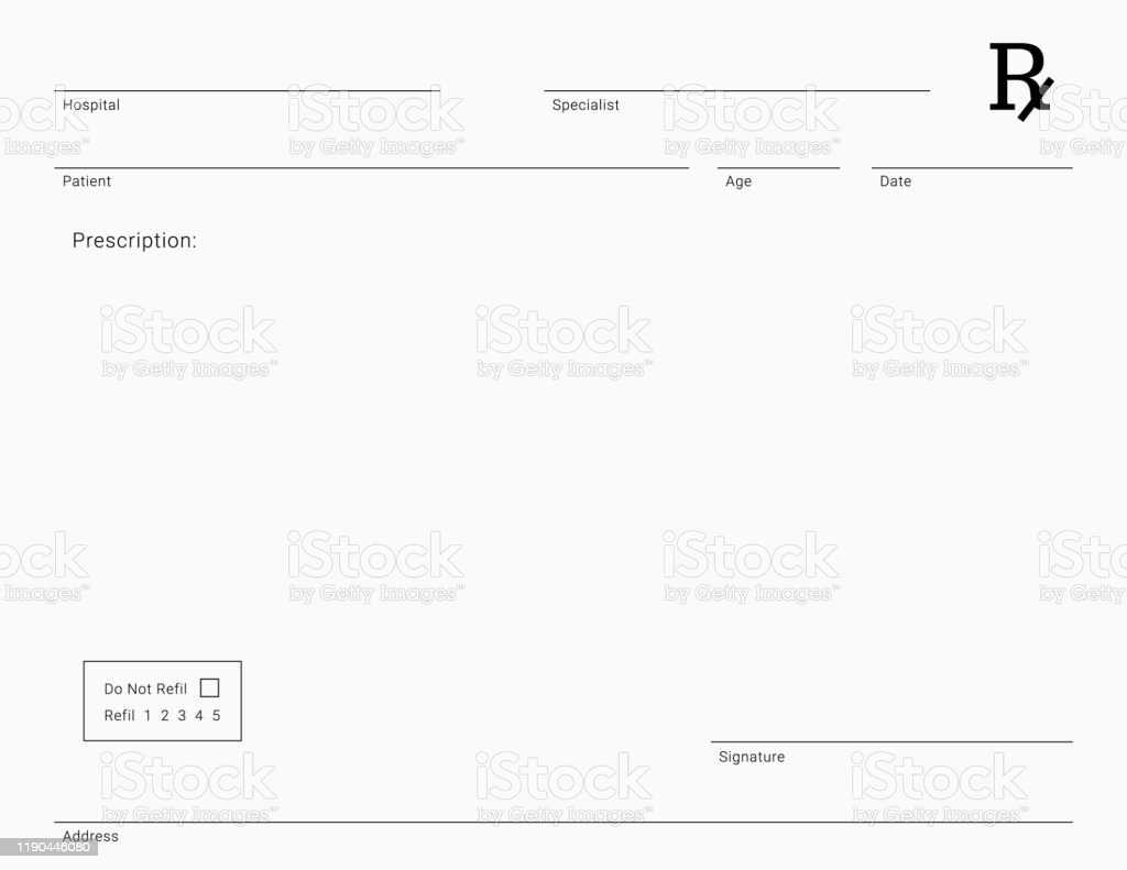 Arzt Rx Pad Vorlage Leereärztliche Verschreibungsform Stock Vektor  Within Blank Prescription Pad Template