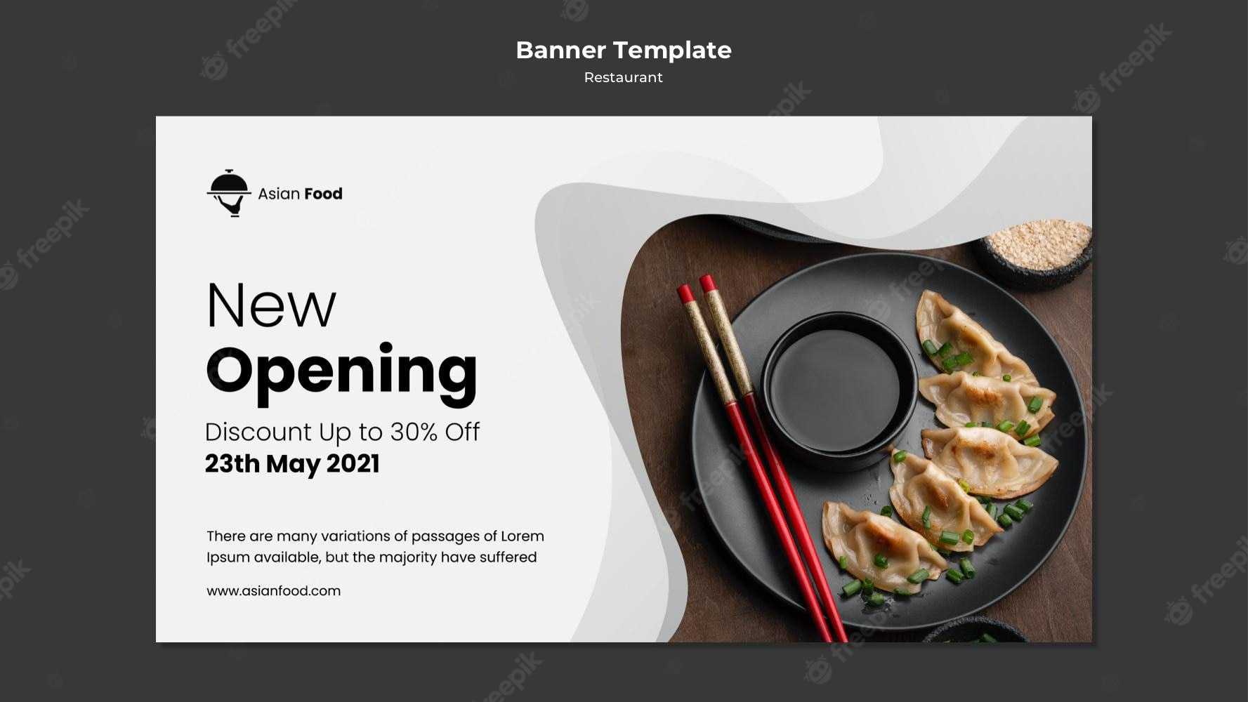 Asian food restaurant banner vorlage  Kostenlose PSD-Datei Throughout Food Banner Template