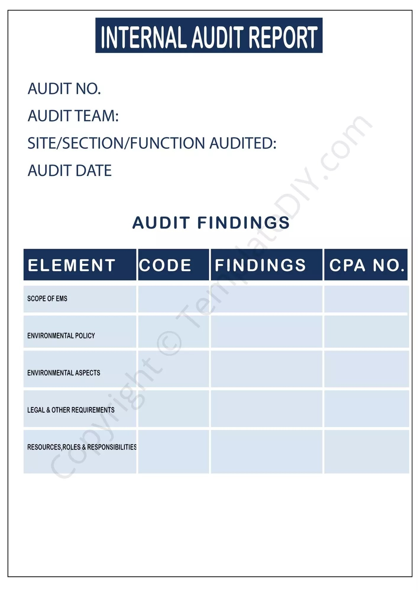 Audit Report Template Blank Printable [PDF, Excel & Word] Inside Template For Audit Report