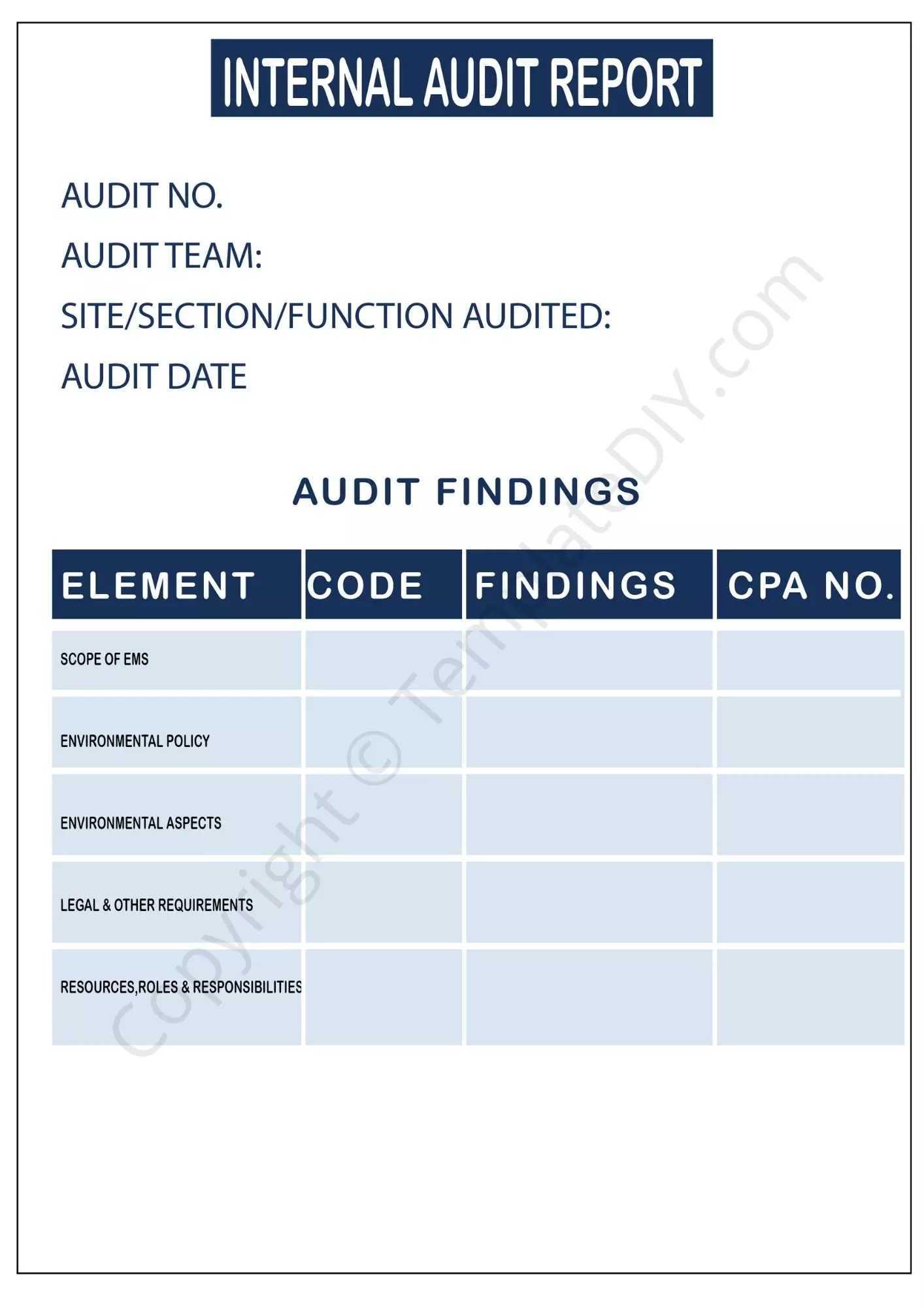 Audit Report Template Blank Printable [PDF, Excel & Word] Regarding Audit Findings Report Template