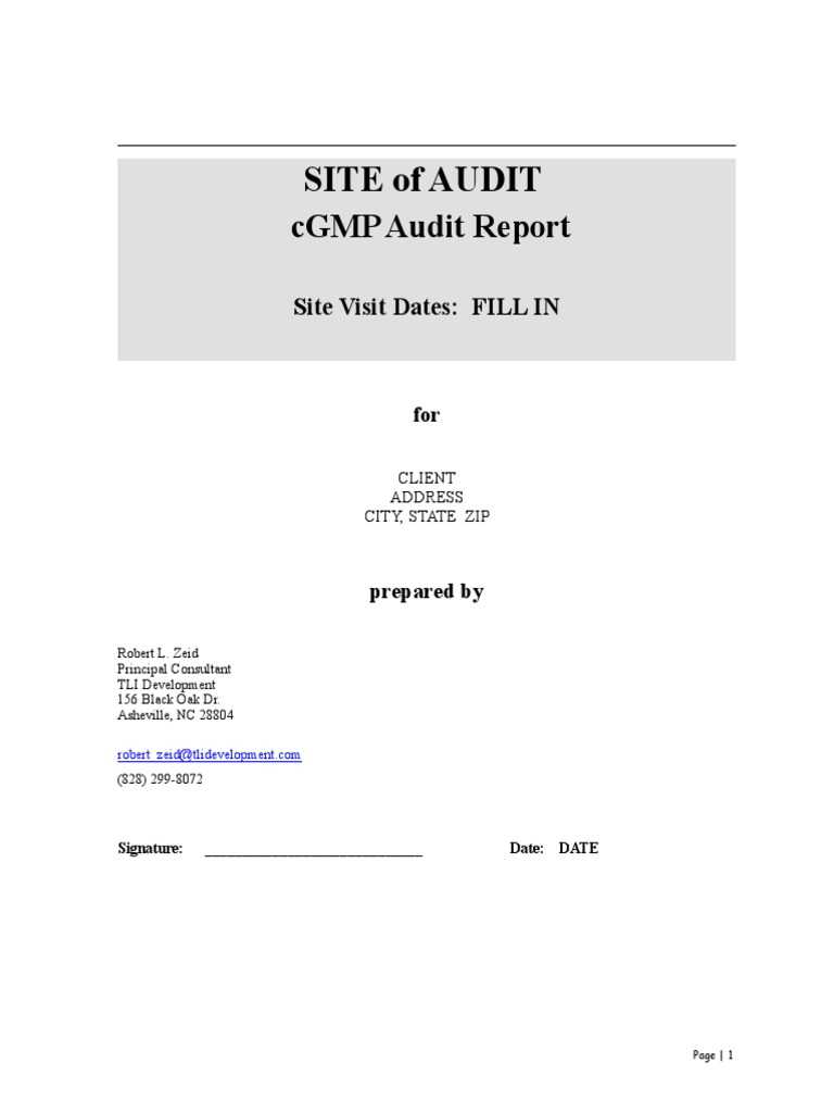 Audit Report With GMP Questionnaire (Template) PDF Quality In Gmp Audit Report Template Audit Report With GMP Questionnaire (Template) PDF Quality In Gmp Audit Report Template