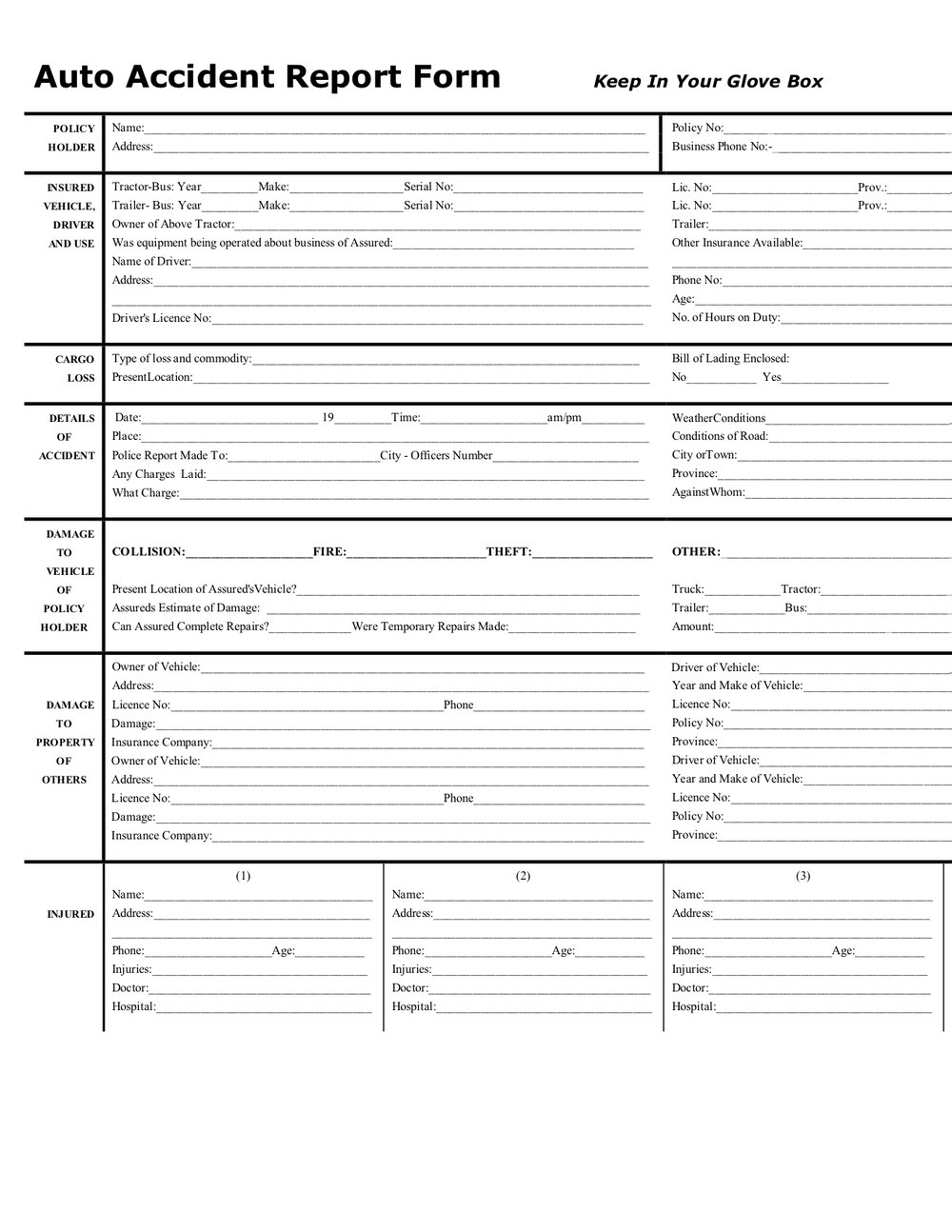 Auto Accident Report Form — Great Frontier Insurance Throughout Vehicle Accident Report Template