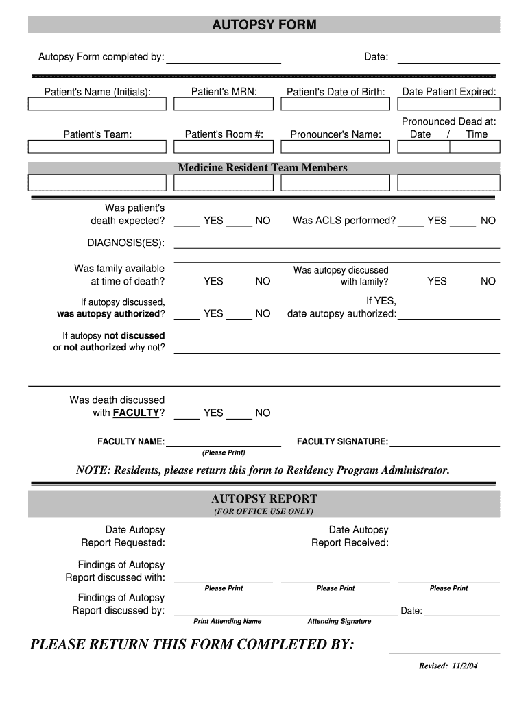 Autopsy Report Template – Fill Online, Printable, Fillable, Blank  Regarding Autopsy Report Template