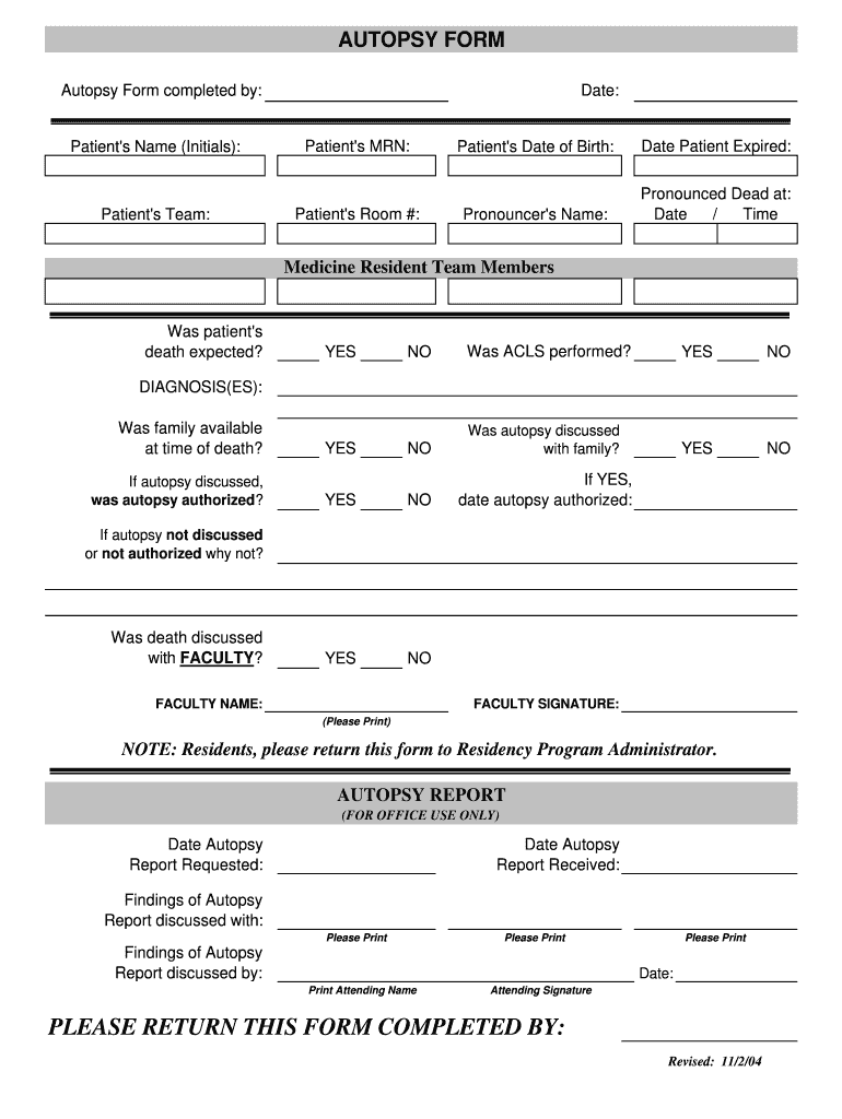 Autopsy Report Template – Fill Online, Printable, Fillable, Blank  With Blank Autopsy Report Template