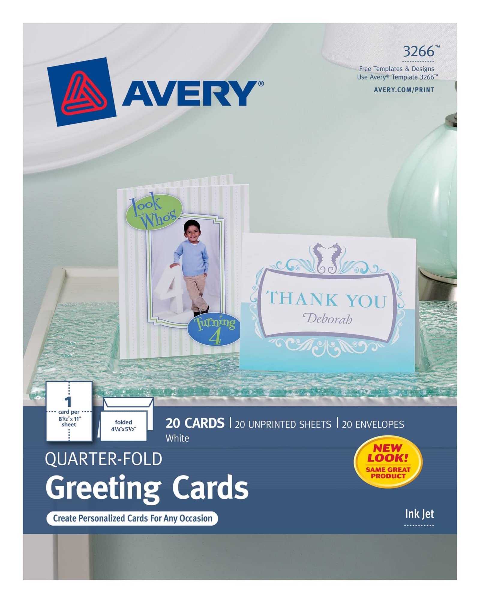 Avery Printable Greeting Cards, Quarter-Fold, 10.10" x 10