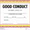 Award Certificate Good Conduct Stock Vector – Illustration Of Inside Good Conduct Certificate Template
