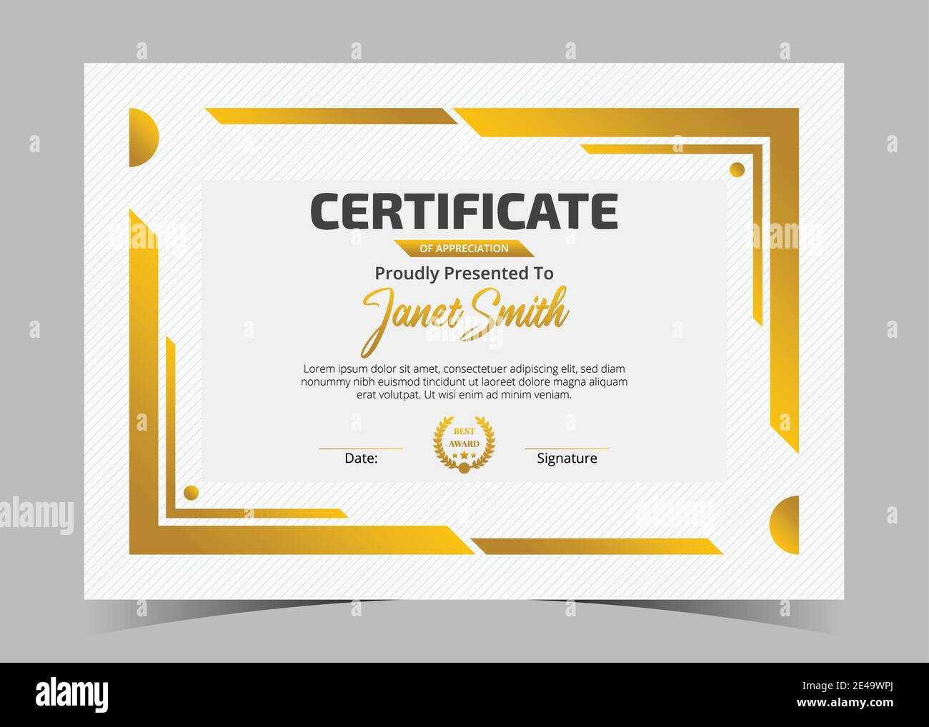 Award Certificate Template  Fotos Und  Bildmaterial In Hoher  For Template For Certificate Of Award