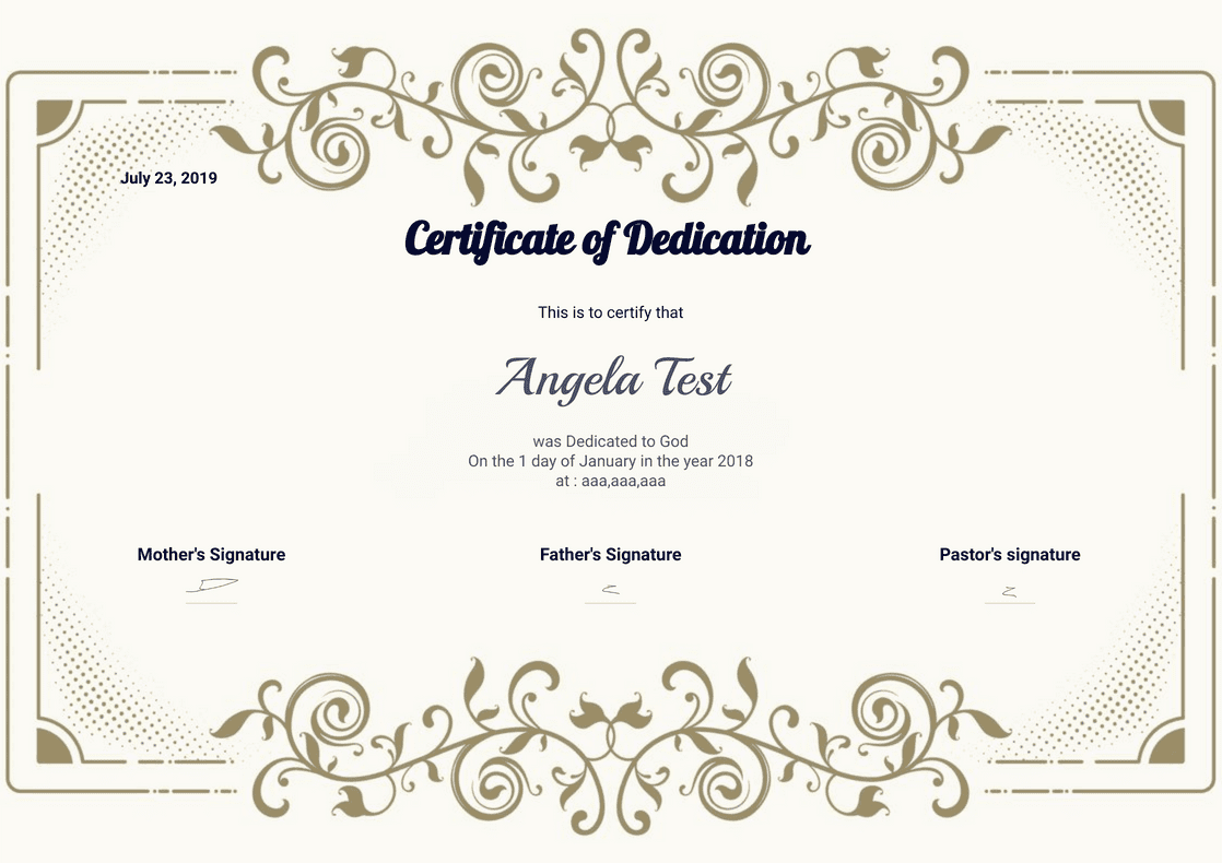 Baby Dedication Certificate - PDF Templates  Jotform With Baby Dedication Certificate Template