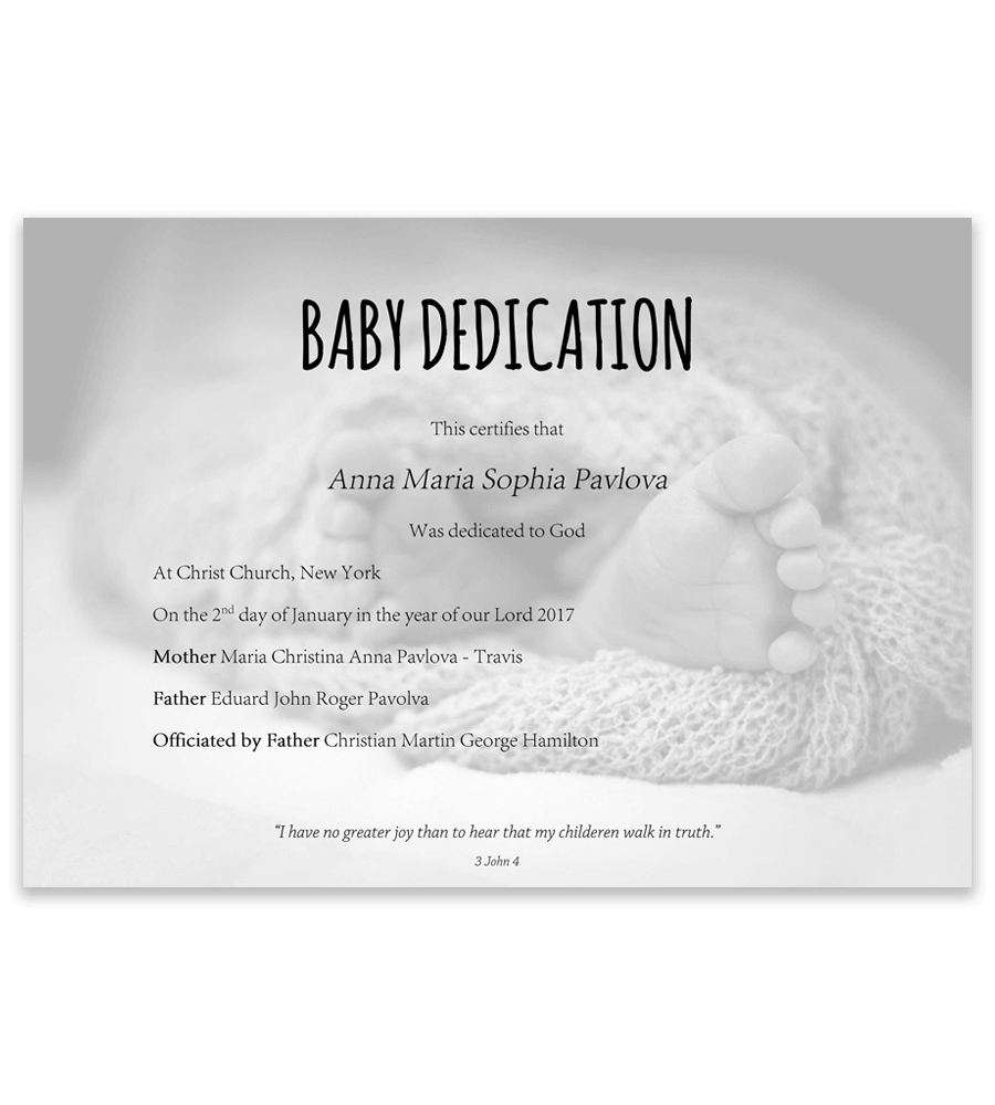 Baby Dedication Certificate Template for Word [Free Printable] Intended For Baby Dedication Certificate Template
