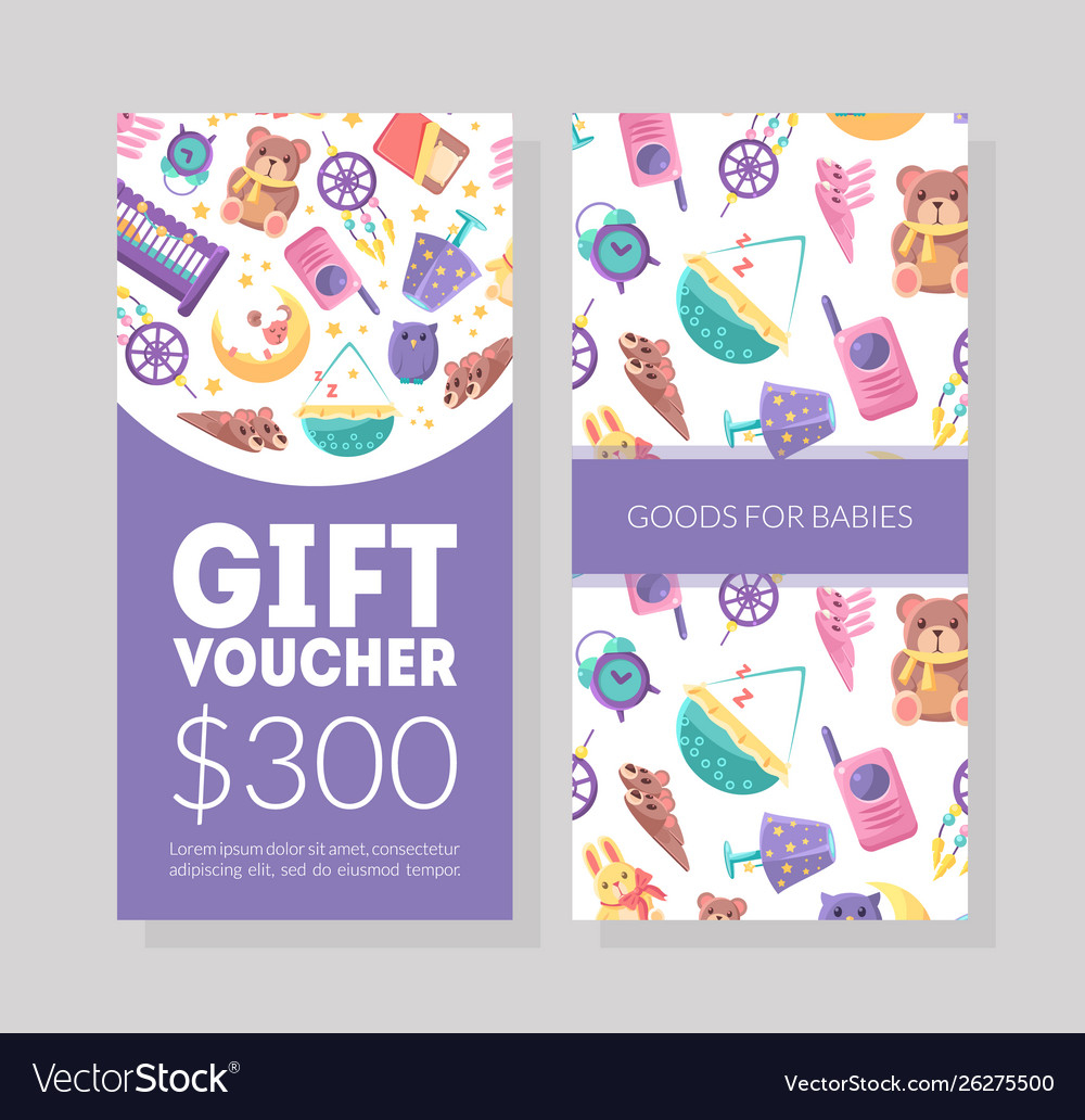 Baby Goods Gift Voucher Template Kids Store Vector Image In Kids Gift Certificate Template