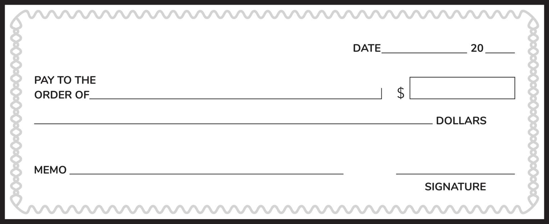 Bank Check Cheque Template 10 Vector Art At Vecteezy Inside Customizable Blank Check Template