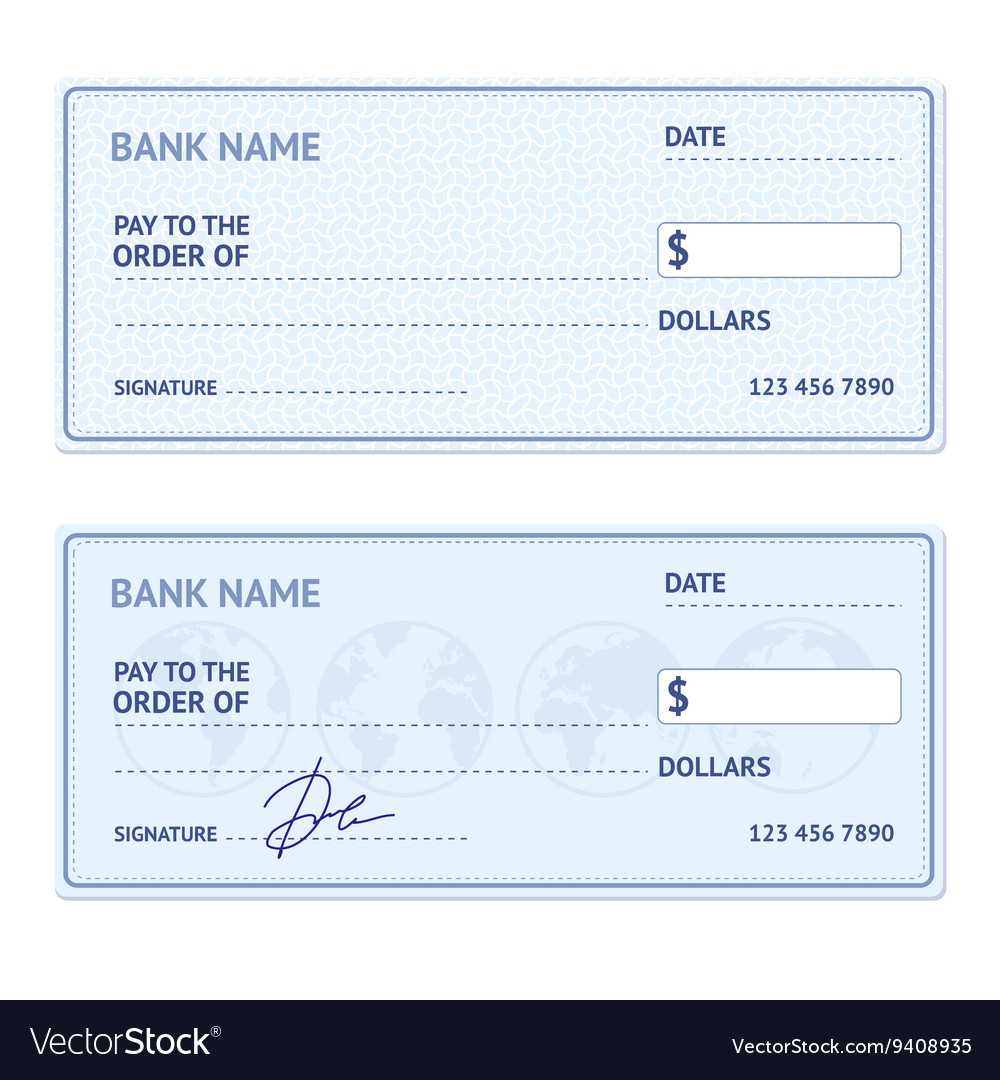 Bank Check Template Set Royalty Free Vector Image In Customizable Blank Check Template