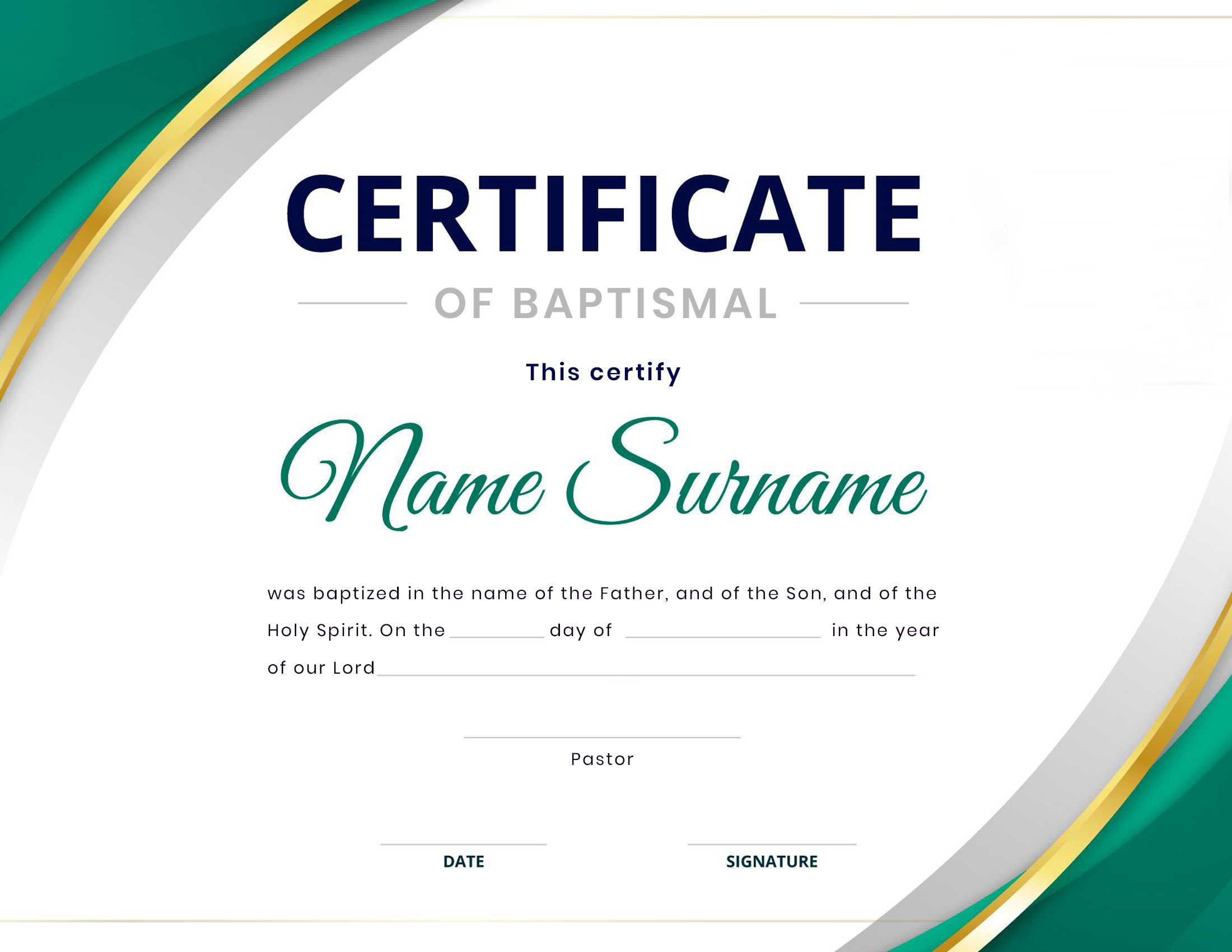 Baptismal Certificate: Free Baptism Certificate Templates  In Christian Baptism Certificate Template