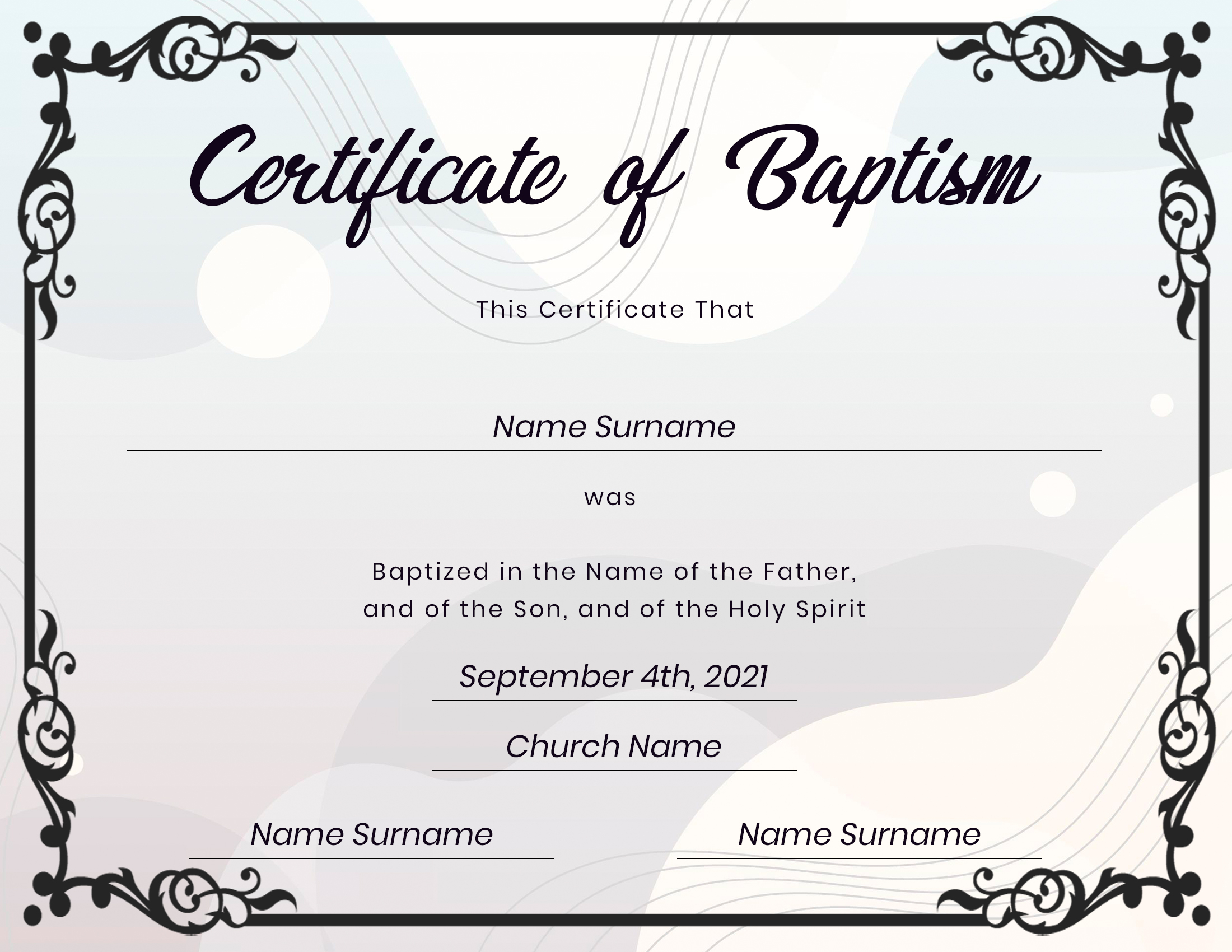 Baptismal Certificate: Free Baptism Certificate Templates  Inside Baptism Certificate Template Download