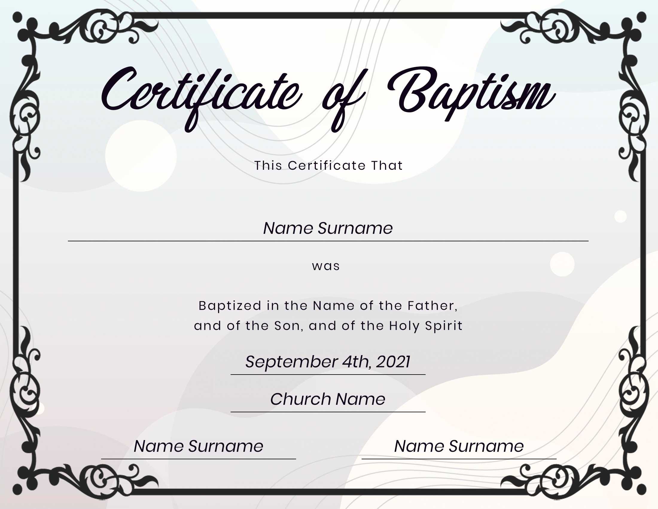 Baptismal Certificate: Free Baptism Certificate Templates  Inside Baptism Certificate Template Word