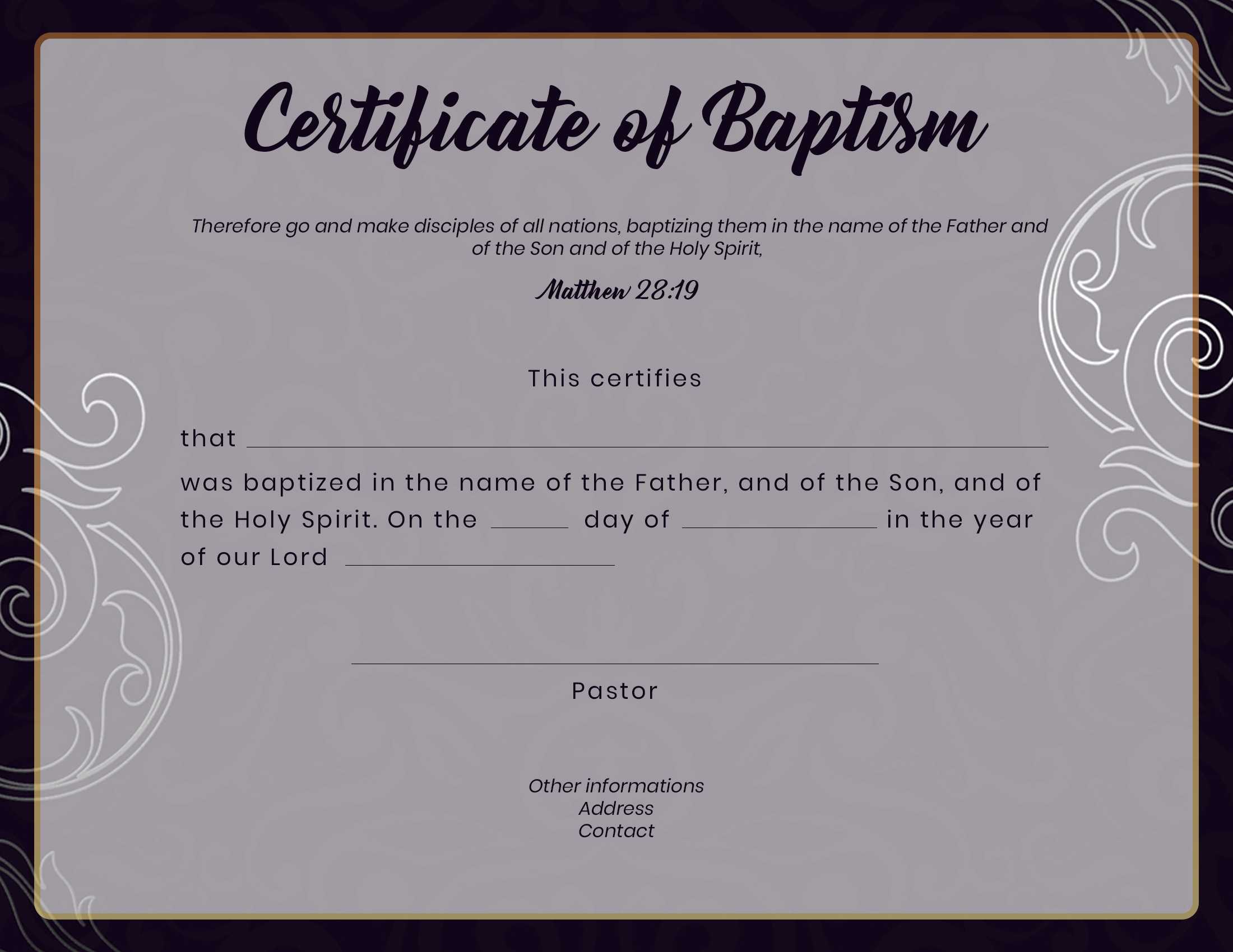 Baptismal Certificate: Free Baptism Certificate Templates  With Baptism Certificate Template Download