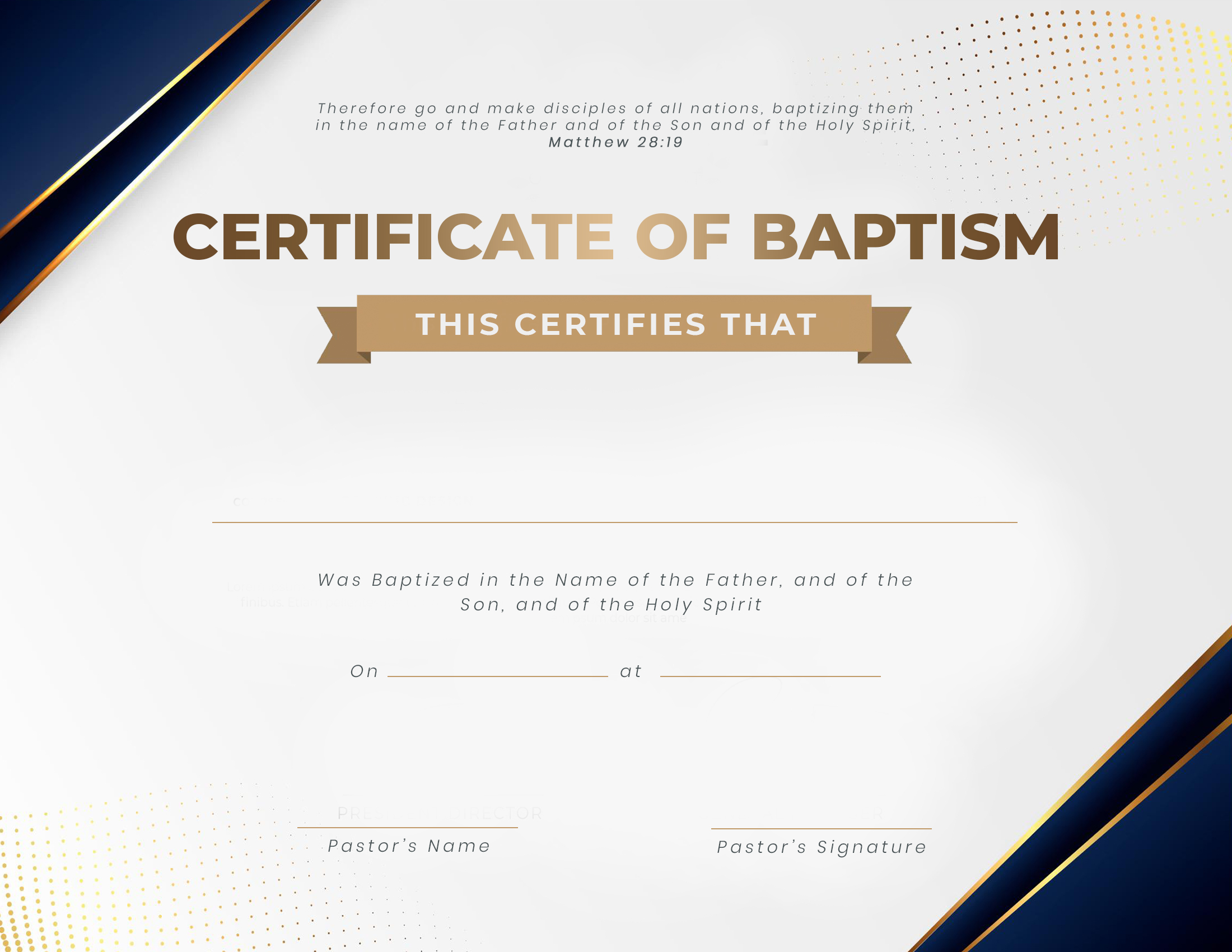 Baptismal Certificate: Free Baptism Certificate Templates  With Christian Certificate Template