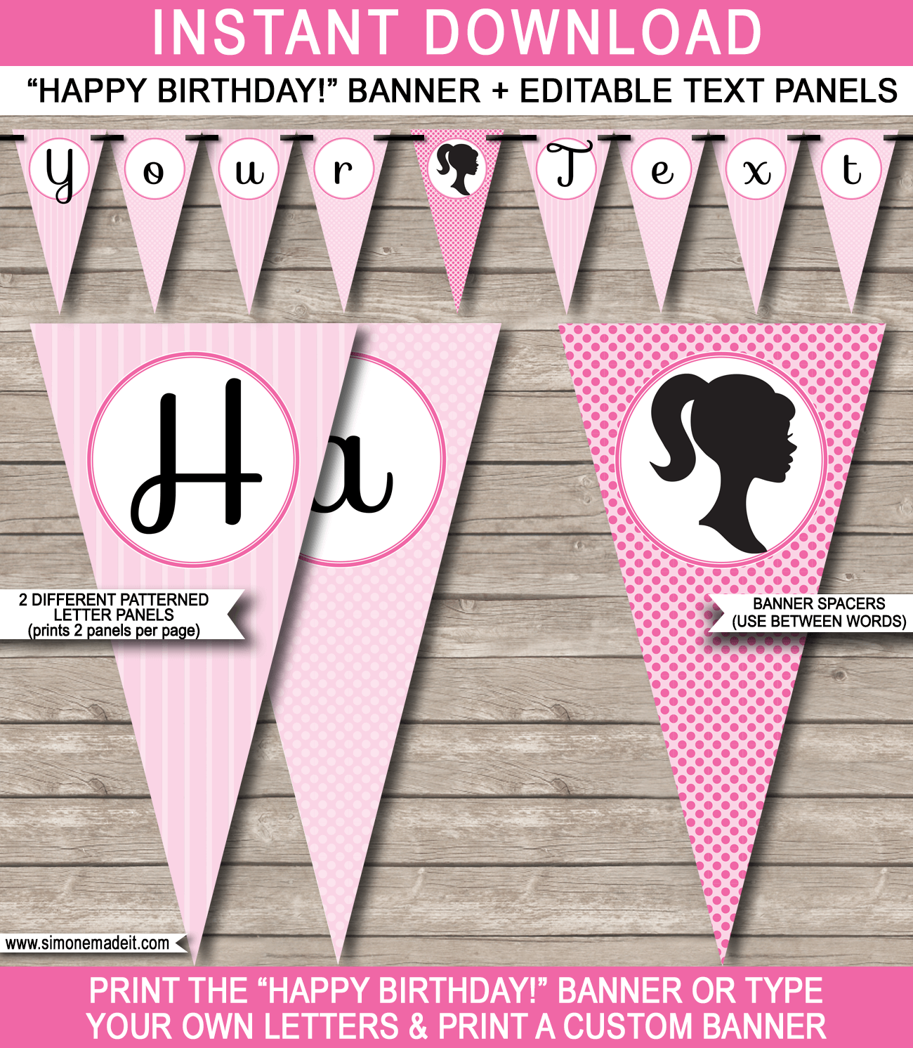 Barbie Party Banner template Throughout Diy Party Banner Template