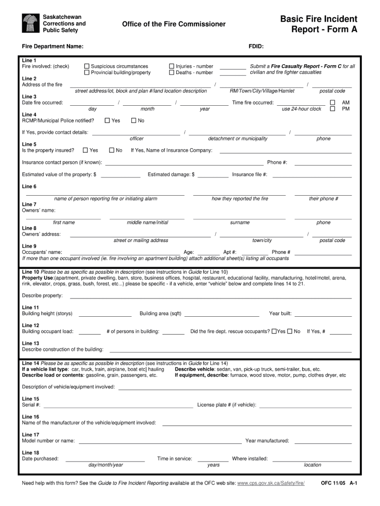 Basic Fire Incident Report Form: Fill Out & Sign Online  DocHub Pertaining To Sample Fire Investigation Report Template