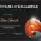 Basketball Excellence Certificate Design Template In PSD, Word For Basketball Certificate Template