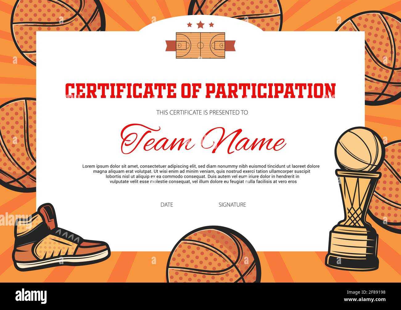 Basketball-Team Zertifikat der Teilnahme Vektor-Vorlage In Basketball Certificate Template Basketball-Team Zertifikat der Teilnahme Vektor-Vorlage In Basketball Certificate Template