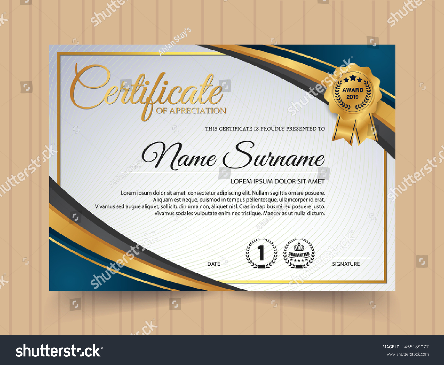 Beautiful Certificate Template Design Best Award Stock Vector  Regarding Beautiful Certificate Templates