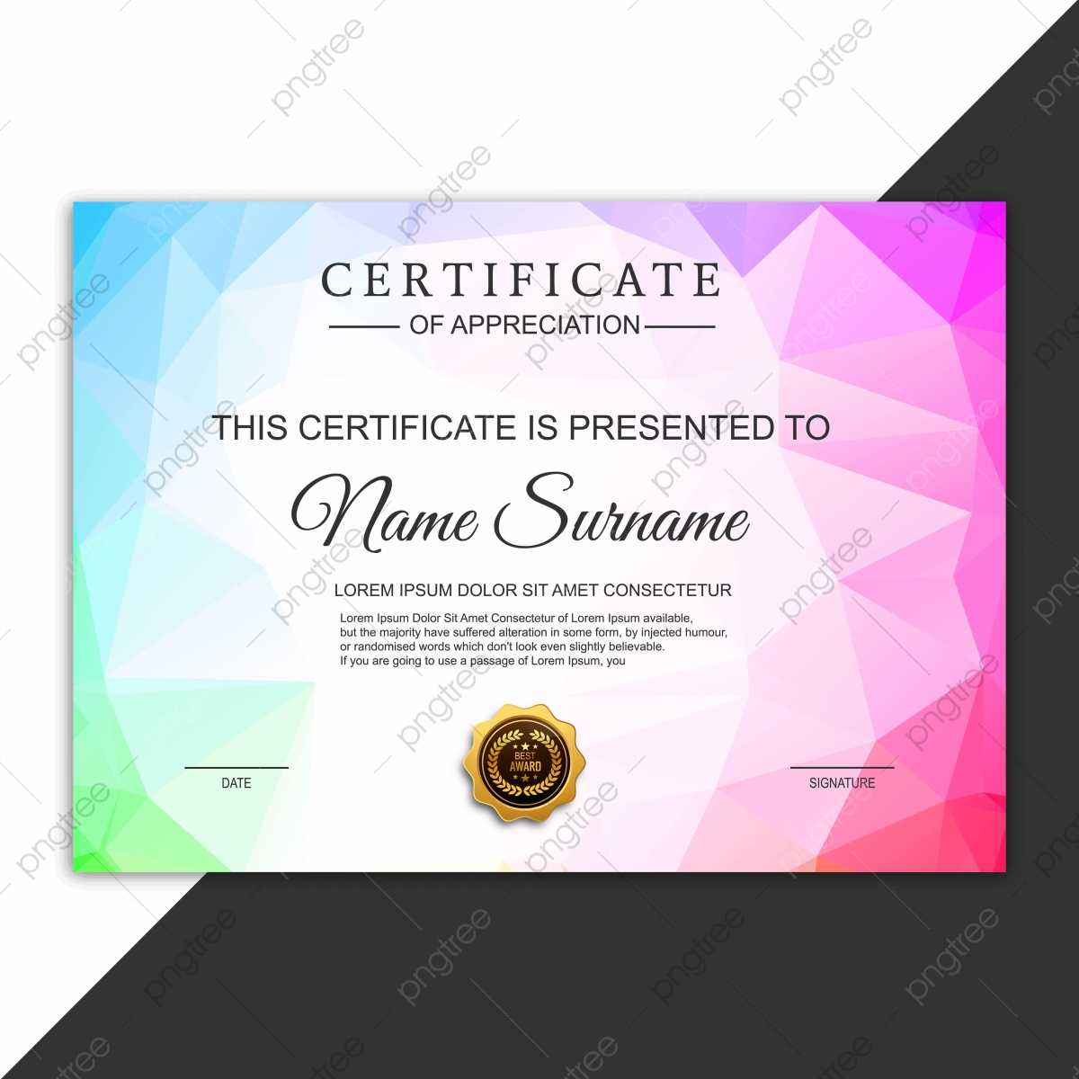 Beautiful Certificate Template Polygon Design Vector Template  Regarding Beautiful Certificate Templates