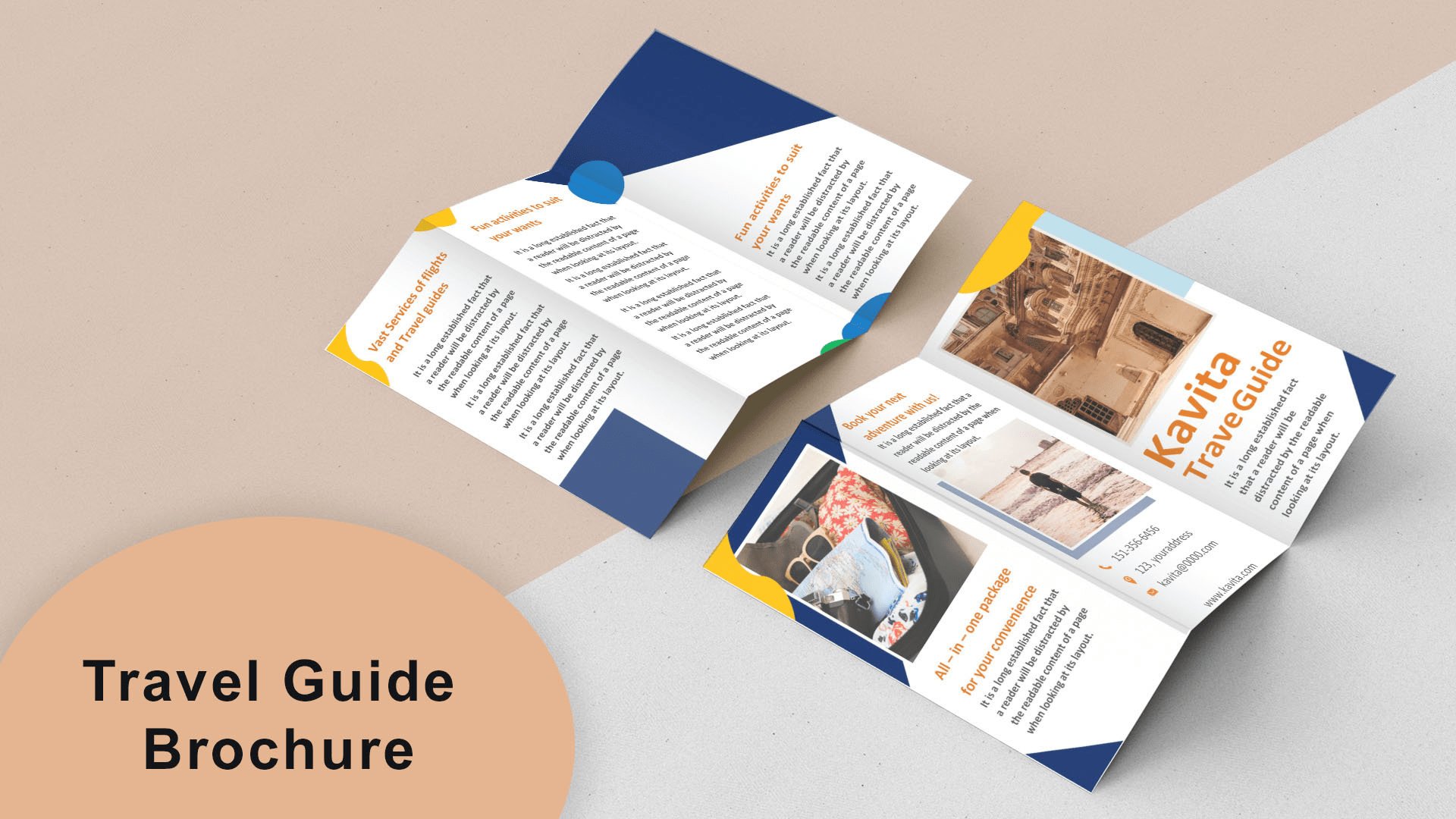 Beautiful tri-fold brochure template word download free  WPS  Regarding 4 Fold Brochure Template Word