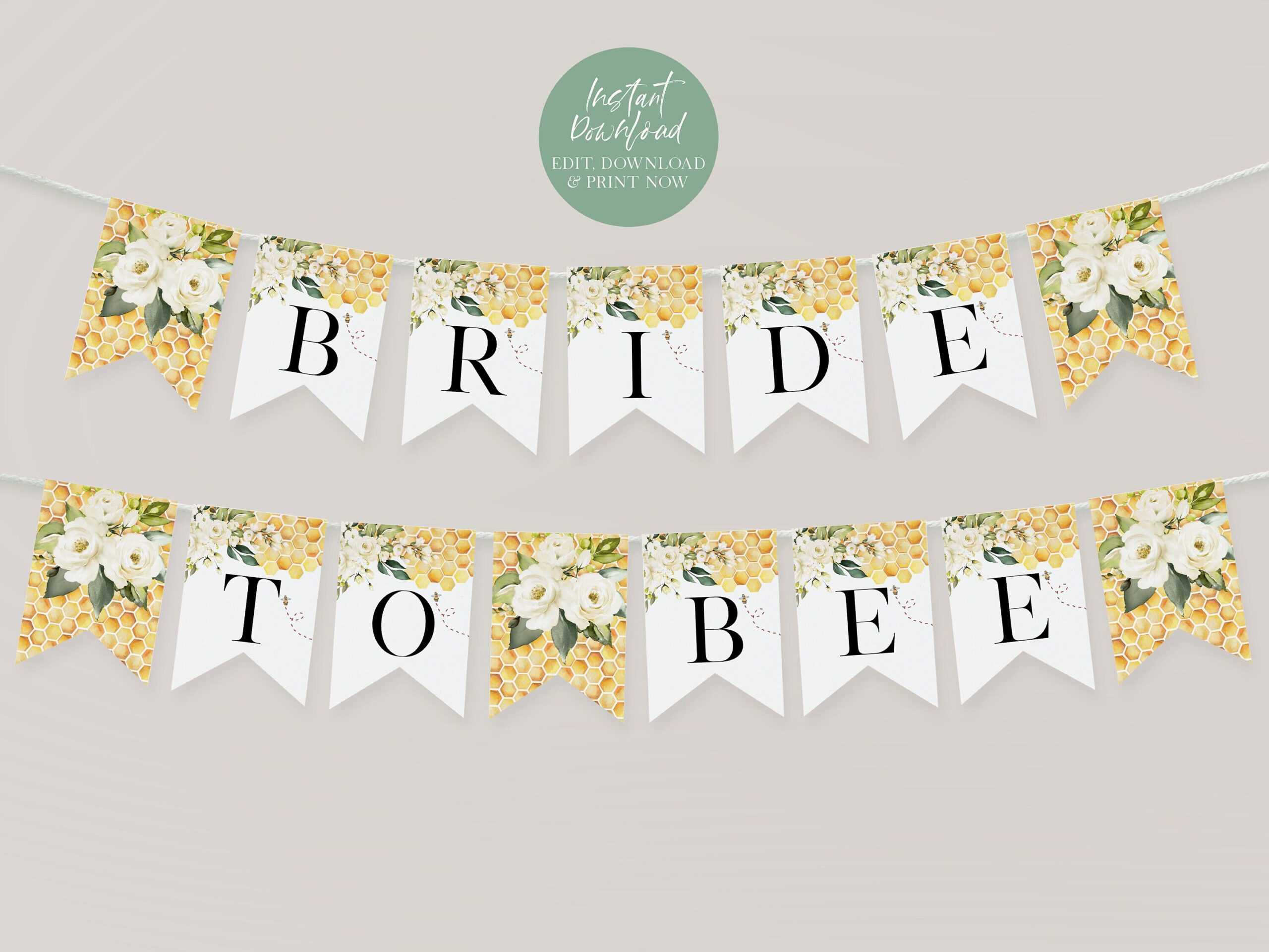 Bee Bridal Shower Banner Floral Bride to Bee Shower - Etsy Throughout Bridal Shower Banner Template