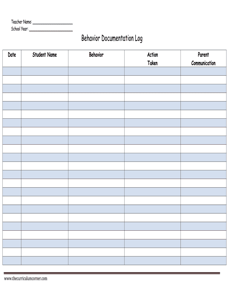 Behavior Documentation Log: Fill Out & Sign Online  DocHub For Daily Behavior Report Template