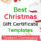 Best Christmas Gift Certificate Template Downloads 10 – Single  With Regard To Homemade Gift Certificate Template