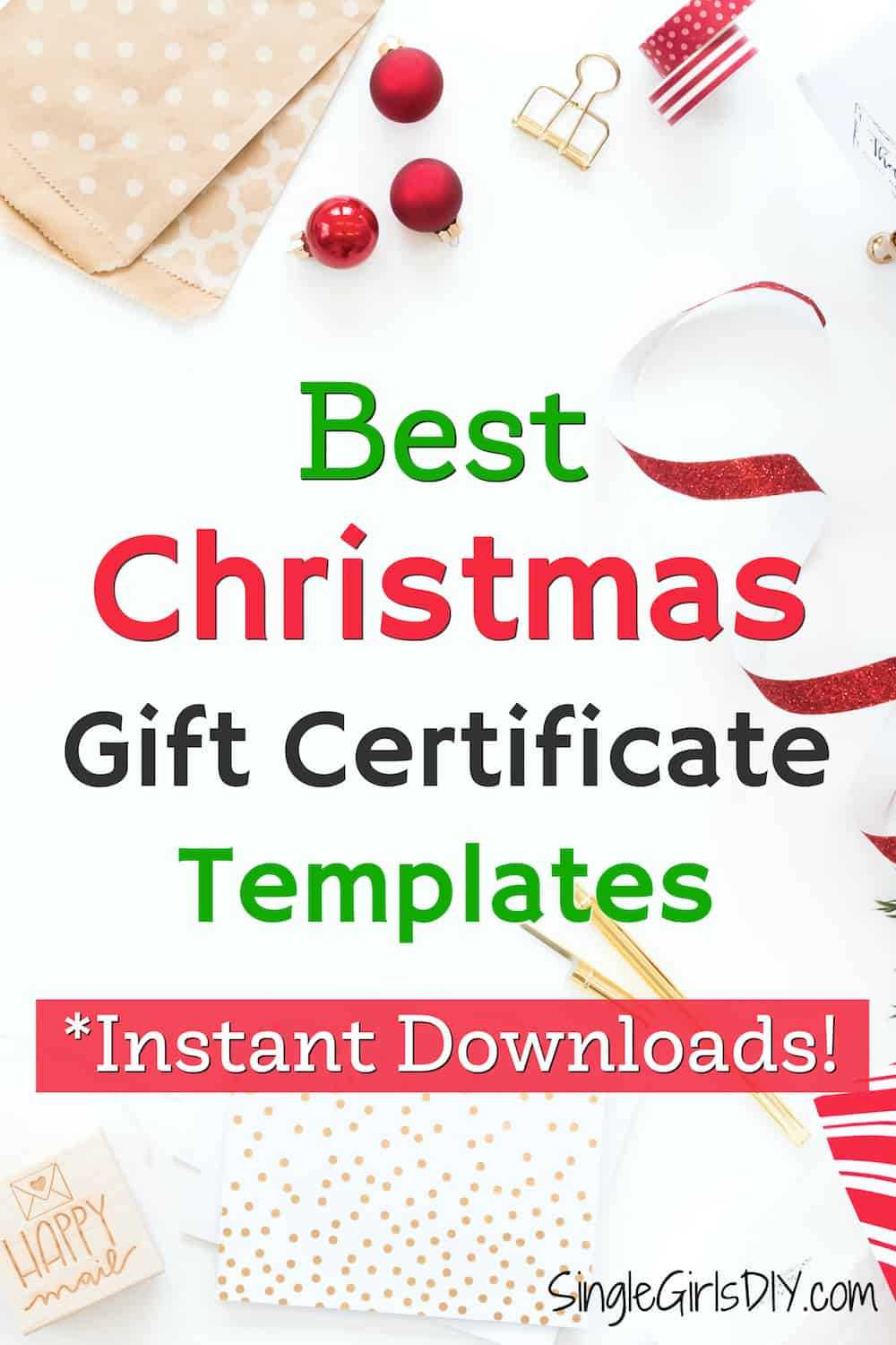 Best Christmas Gift Certificate Template Downloads 10 – Single  With Regard To Homemade Gift Certificate Template