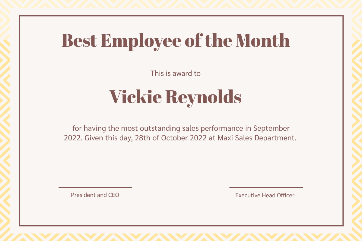 Best Employee Certificate  Certificate Template For Best Employee Award Certificate Templates