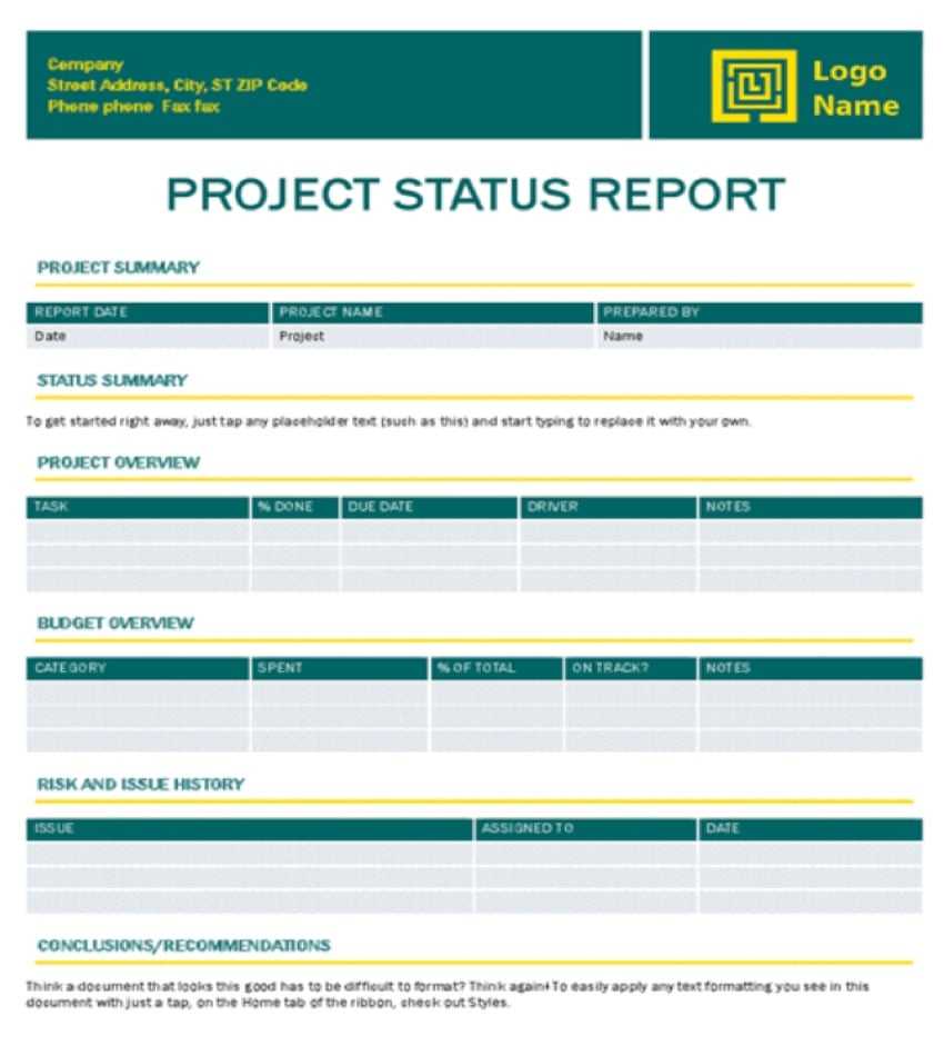 Best Free Project Status Report Templates (Word, Excel, PPT) For Weekly Status Report Template Excel Best Free Project Status Report Templates (Word, Excel, PPT) For Weekly Status Report Template Excel