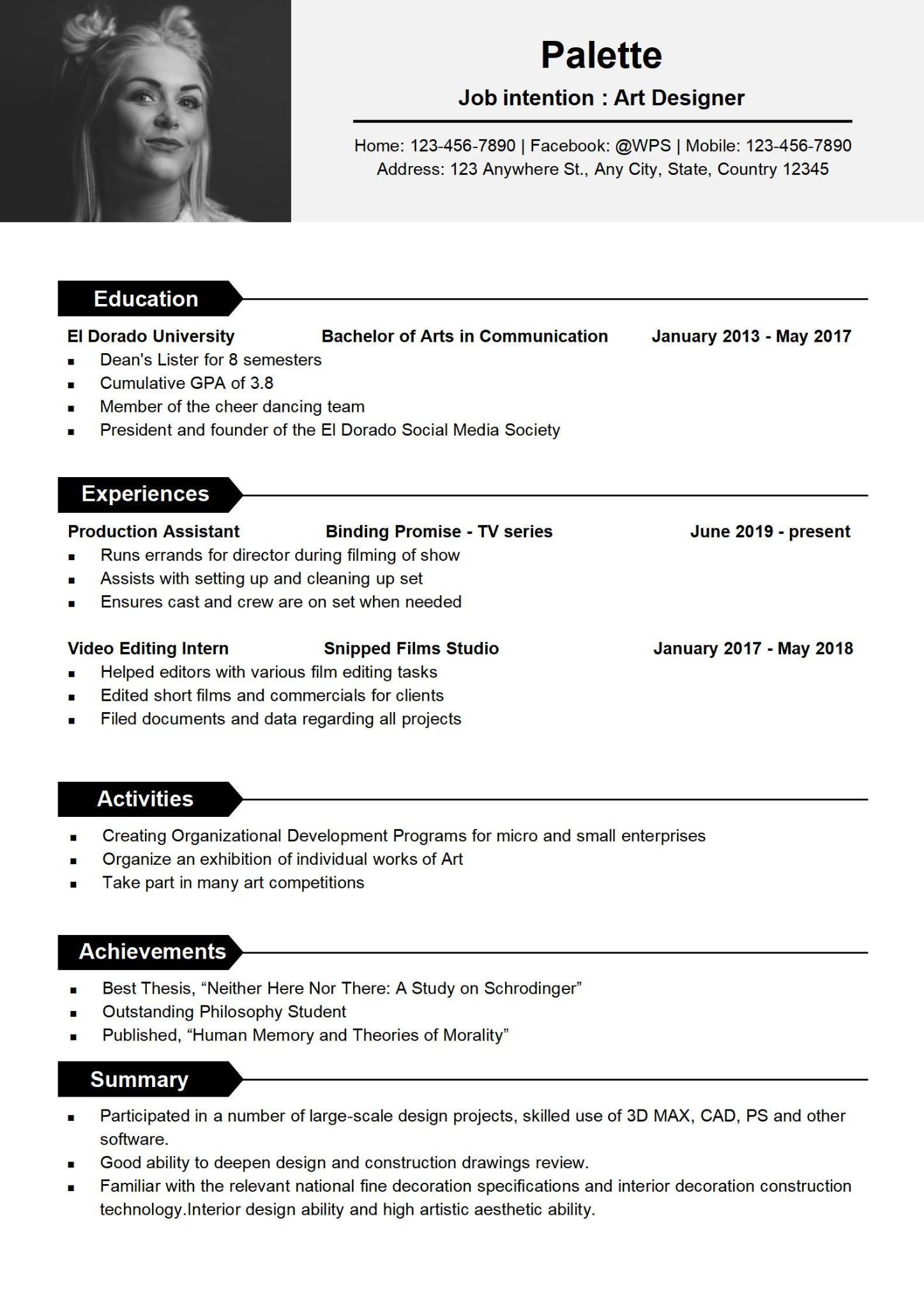 Best resume template word for free download  WPS Office Academy Inside Blank Resume Templates For Microsoft Word