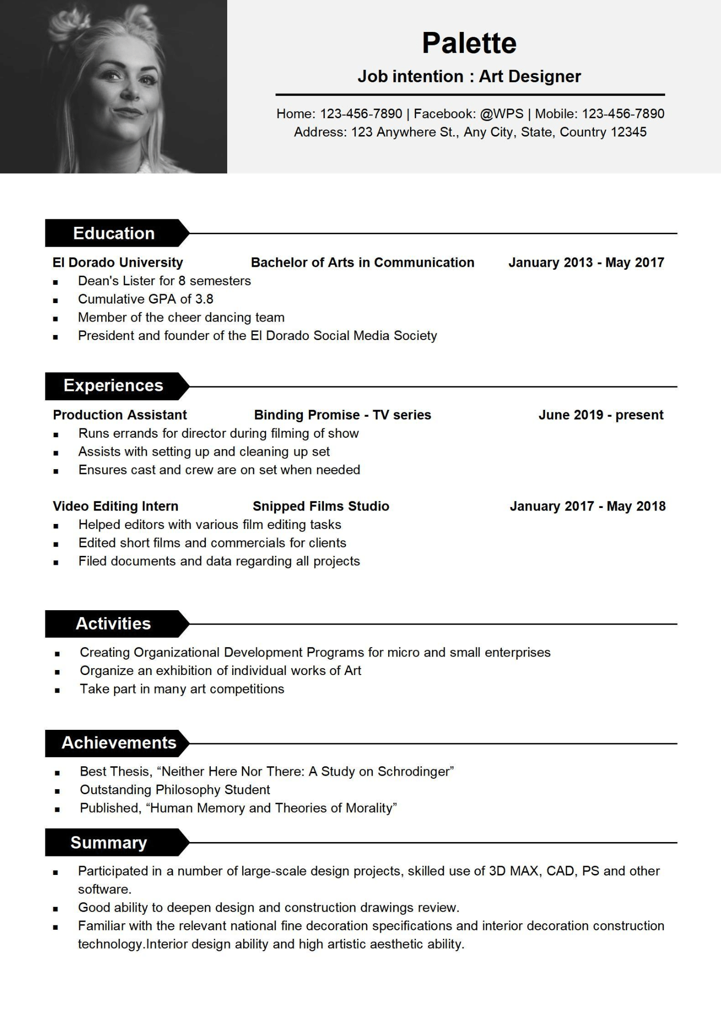 Best Resume Template Word For Free Download  WPS Office Academy Inside Blank Resume Templates For Microsoft Word