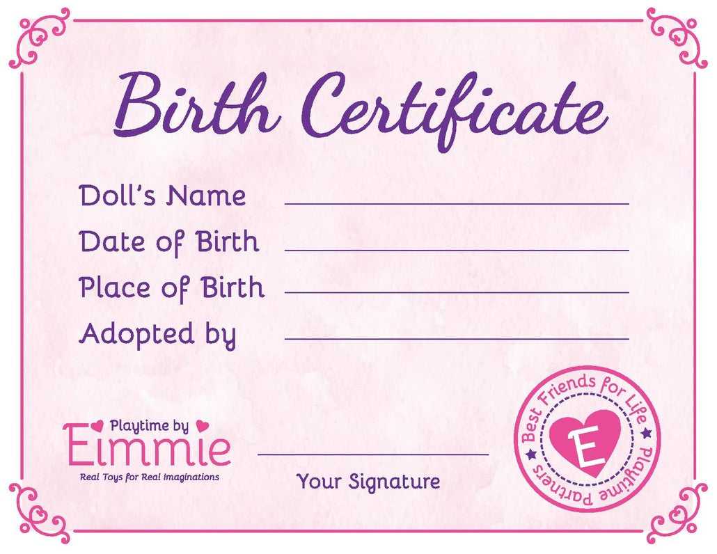 Birth Certificate — Playtime By Eimmie With Baby Doll Birth Certificate Template