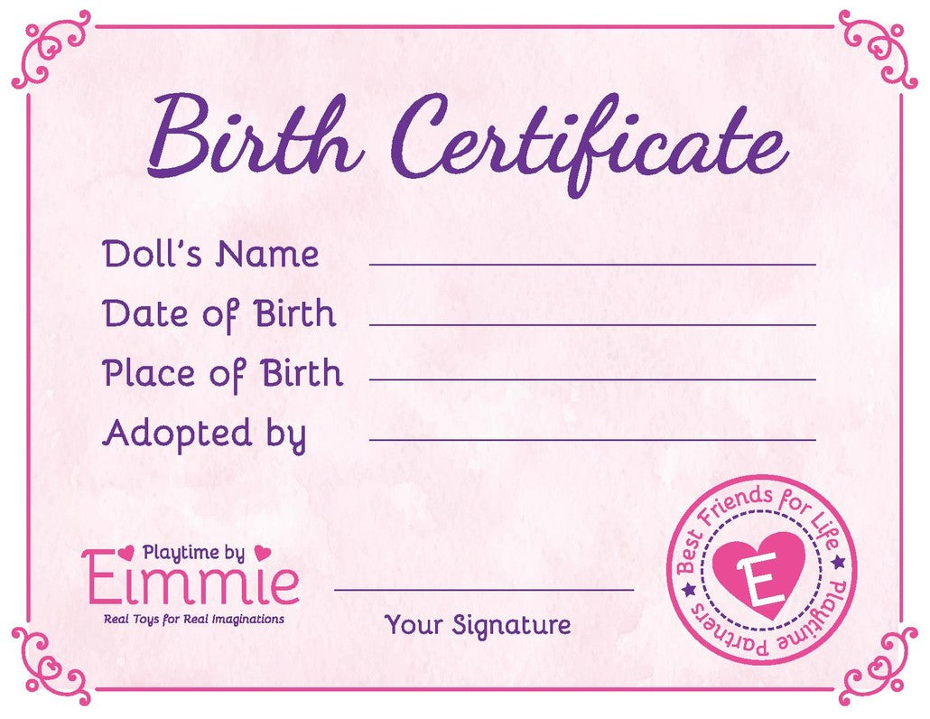 Birth Certificate — Playtime By Eimmie With Toy Adoption Certificate Template