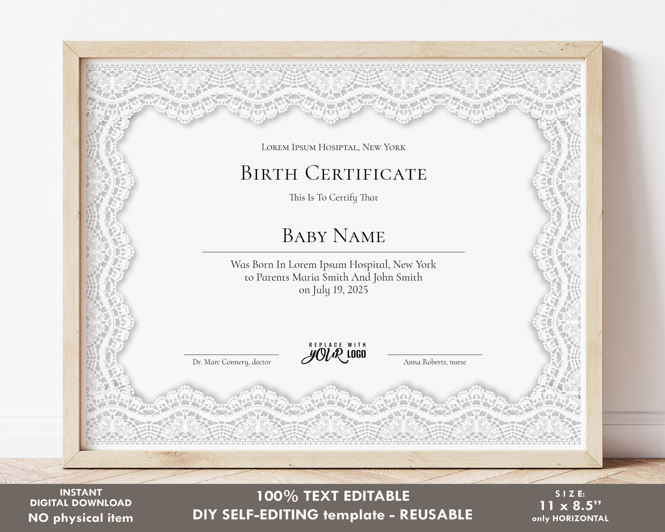 Birth Certificate Template Printable Certificate Of Birth – Etsy