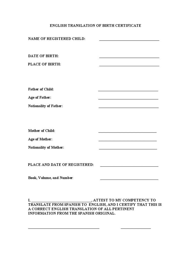 Birth Certificate Translation Template PDF Regarding Spanish To English Birth Certificate Translation Template Birth Certificate Translation Template PDF Regarding Spanish To English Birth Certificate Translation Template