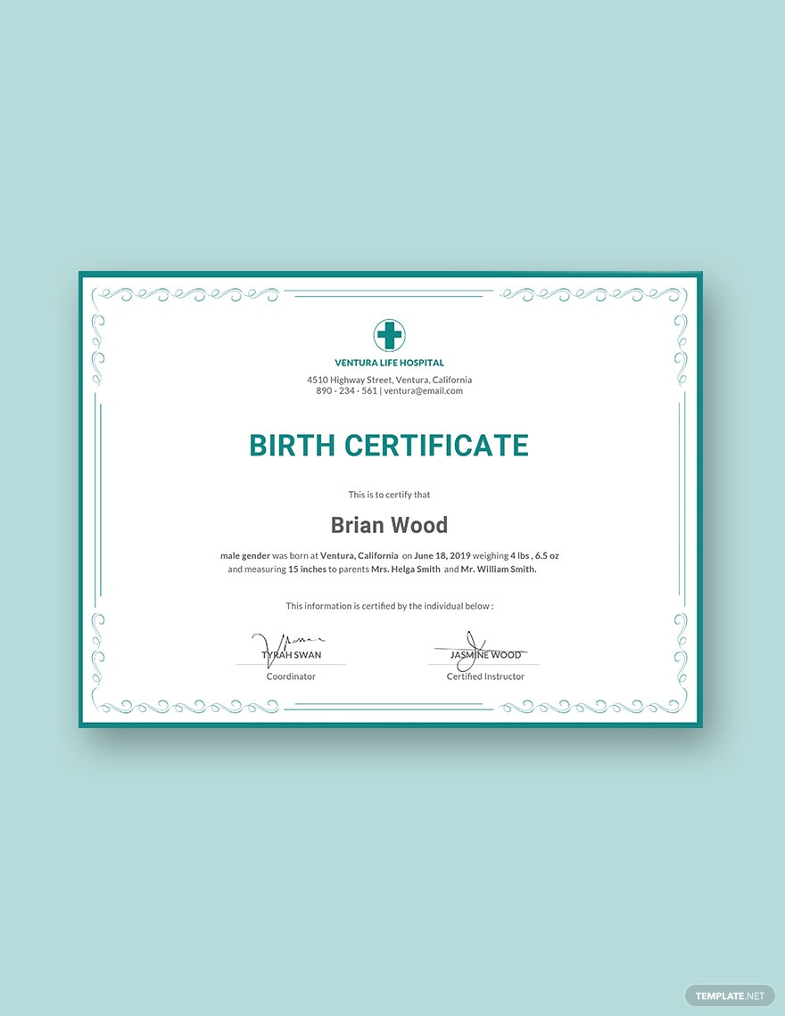 Birth Certificates Templates - Design, Free, Download  Template