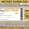 Birthday Fishing Trip Ticket Gift Voucher  Printable Certificate  With Free Travel Gift Certificate Template