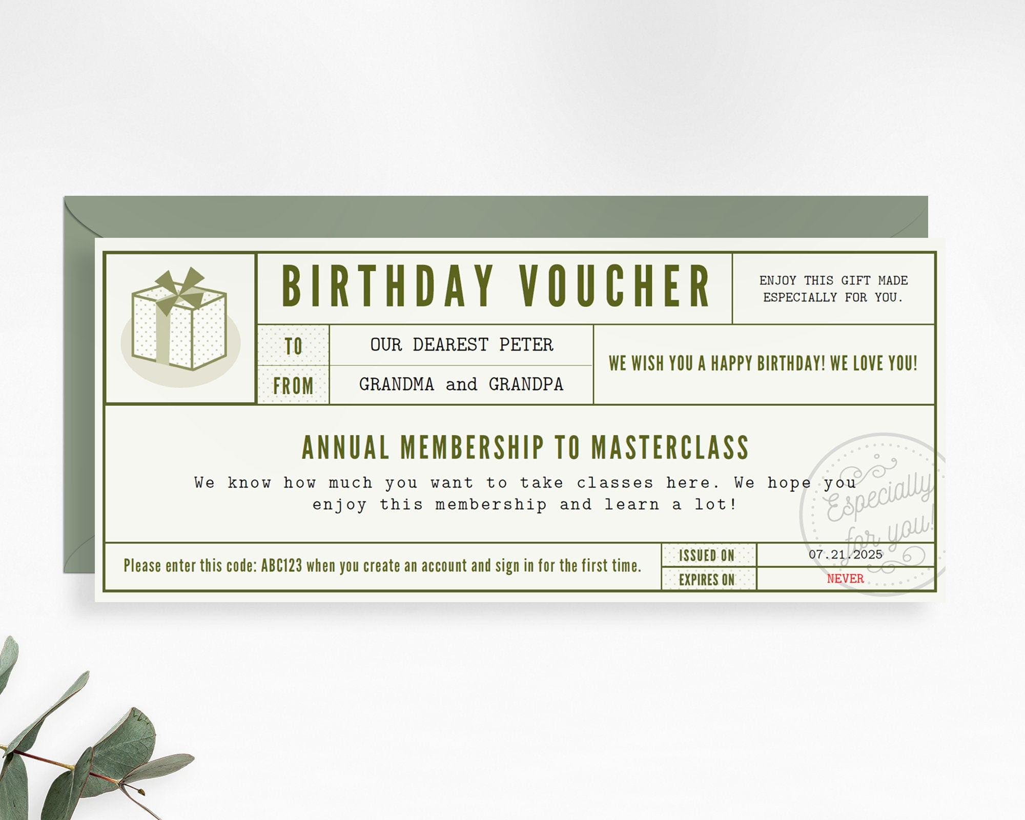 Birthday Gift Voucher / Gift Certificate Template in PDF / 10 X  In This Entitles The Bearer To Template Certificate
