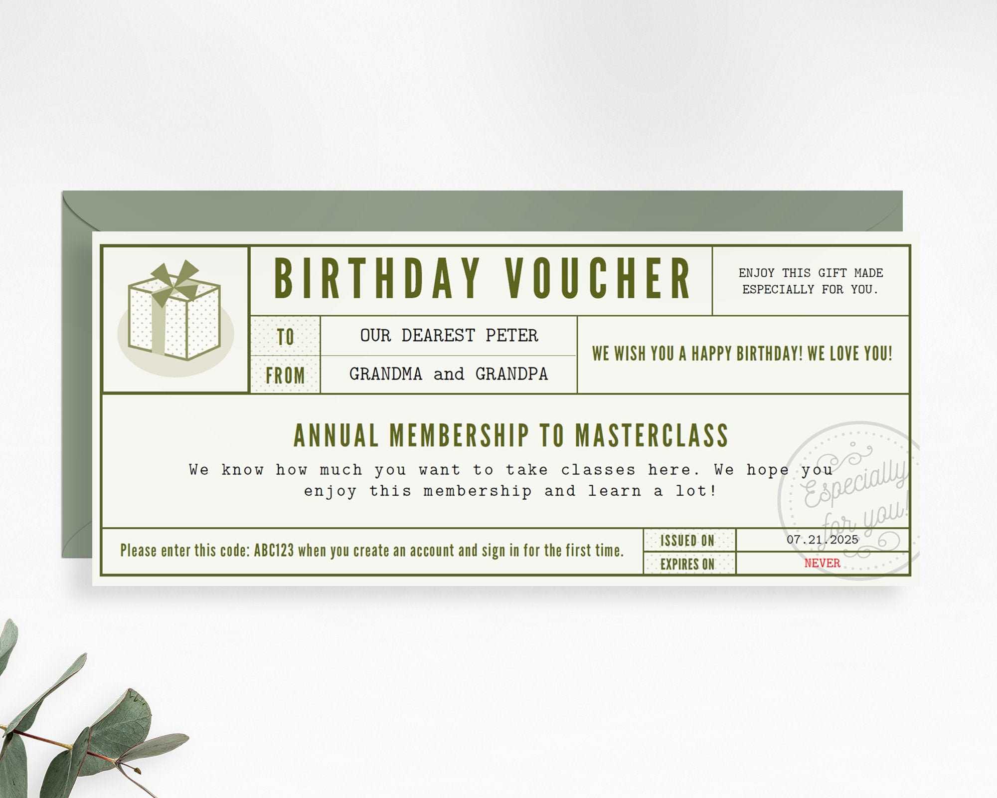 Birthday Gift Voucher / Gift Certificate Template In PDF / 10 X  In This Entitles The Bearer To Template Certificate