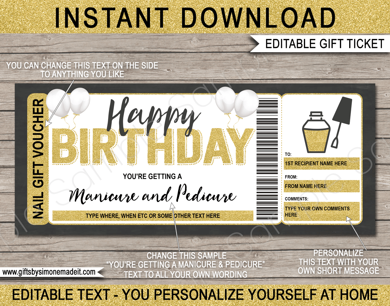 Birthday Manicure Pedicure Gift Certificate Template  Mani Pedi  With Regard To Nail Gift Certificate Template Free