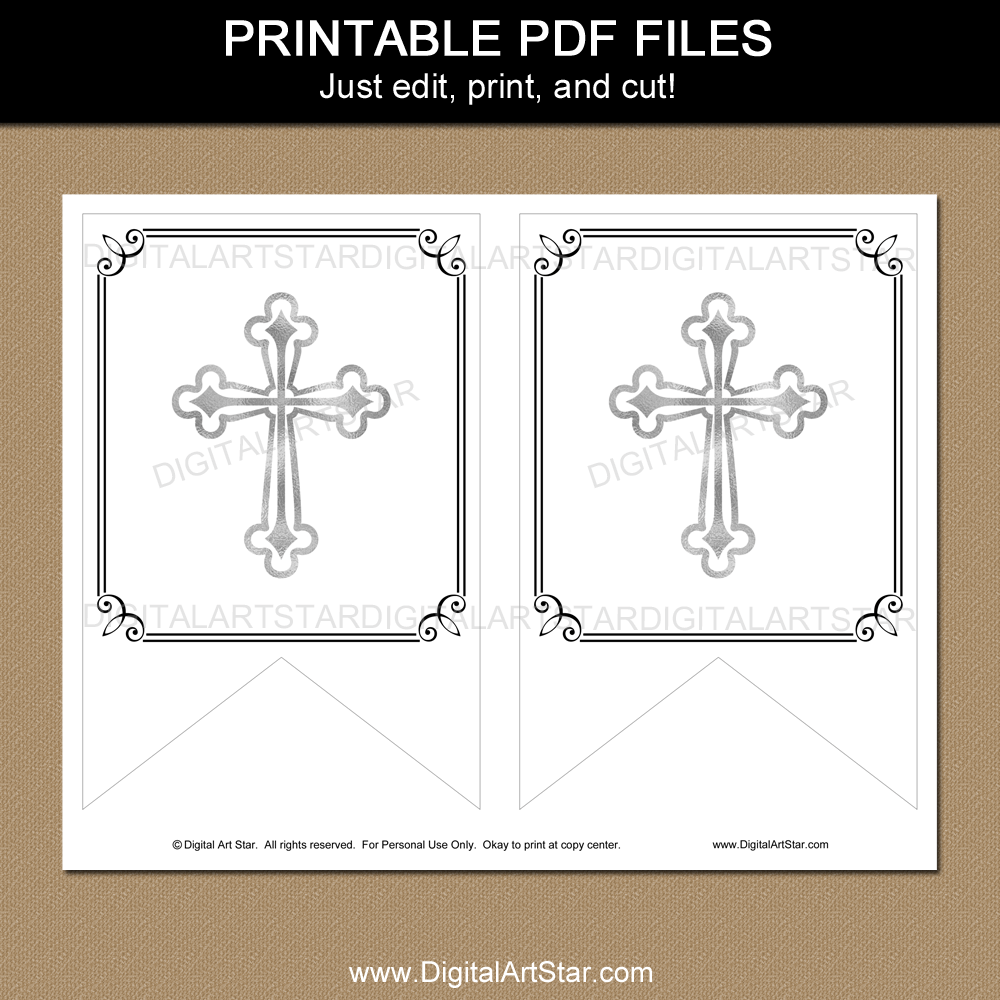 Black and White First Communion Banner Printable Template  Throughout First Communion Banner Templates