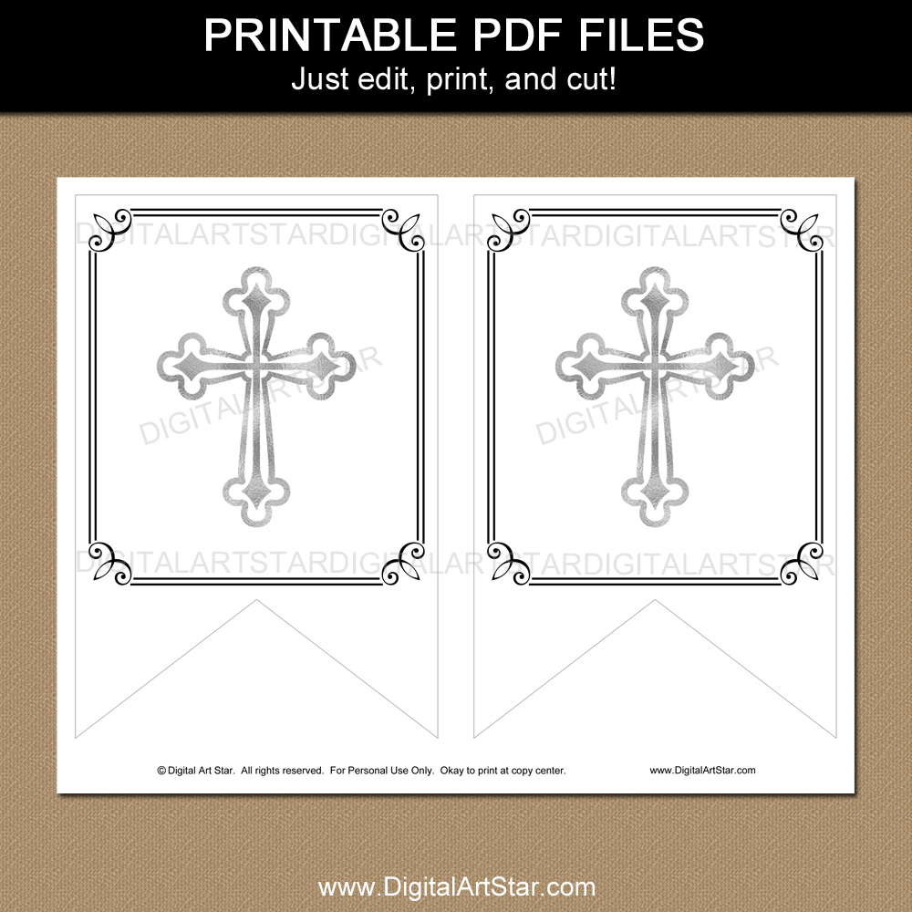 Black And White First Communion Banner Printable Template  Throughout First Communion Banner Templates