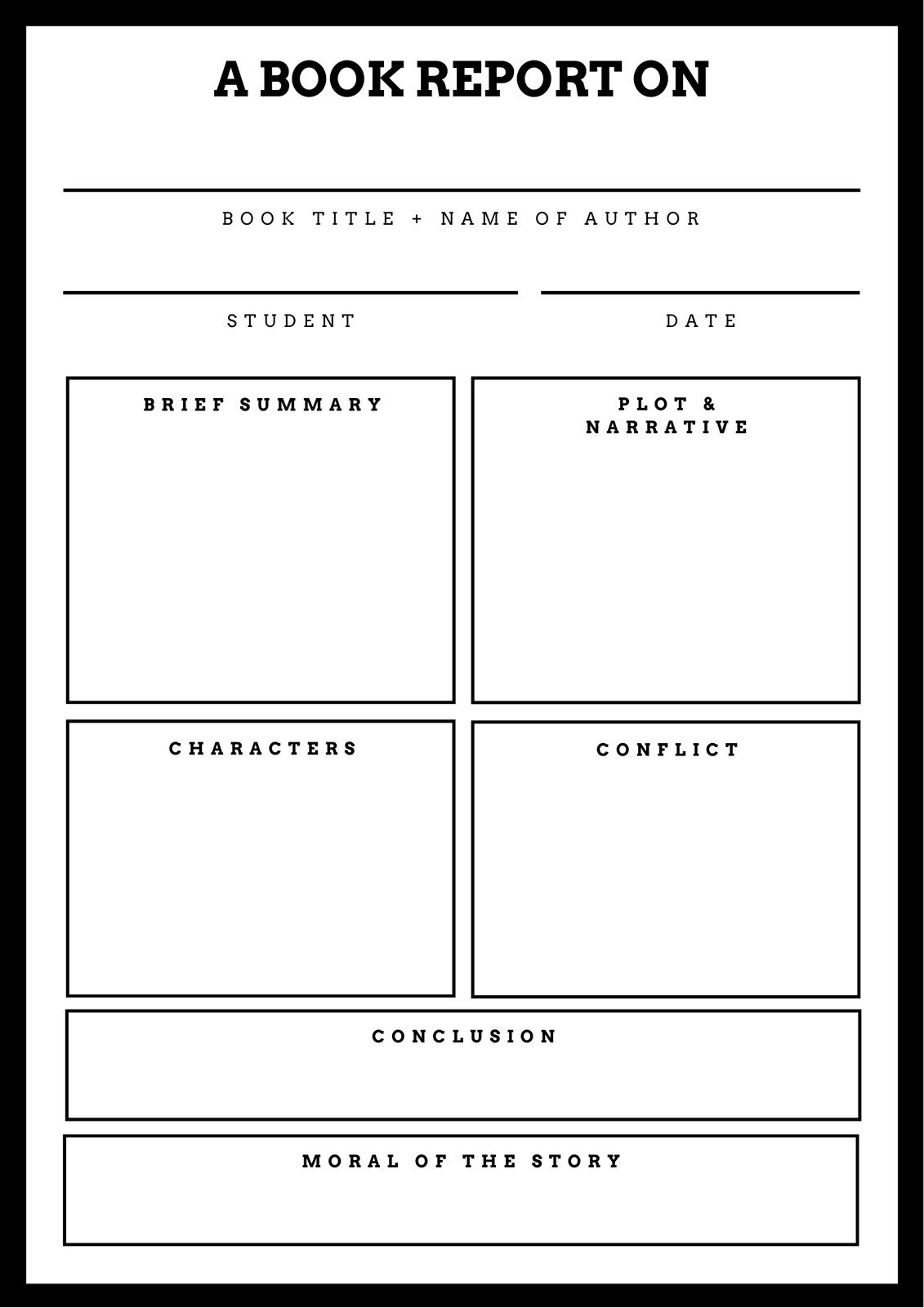 Black and White Minimalist Fiction Book Report - Templates by Canva In Nonfiction Book Report Template
